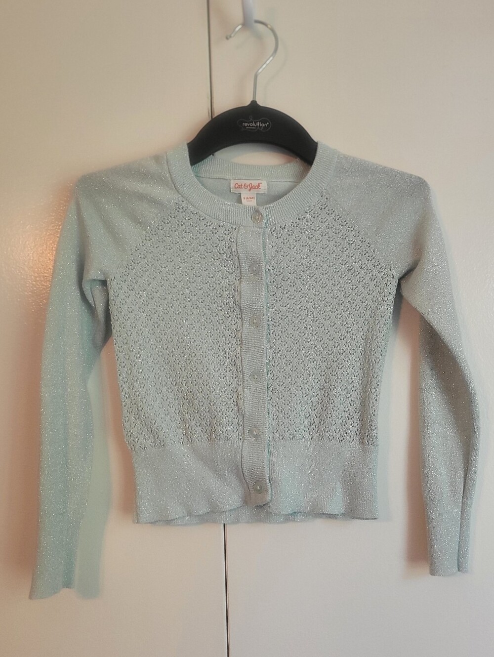 Cat & Jack Pale Blue Shimmer Button-Up Cardigan